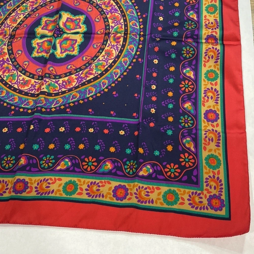 Vintage Challis by Berkshire Scarf Blue Red Italian scarf square‎